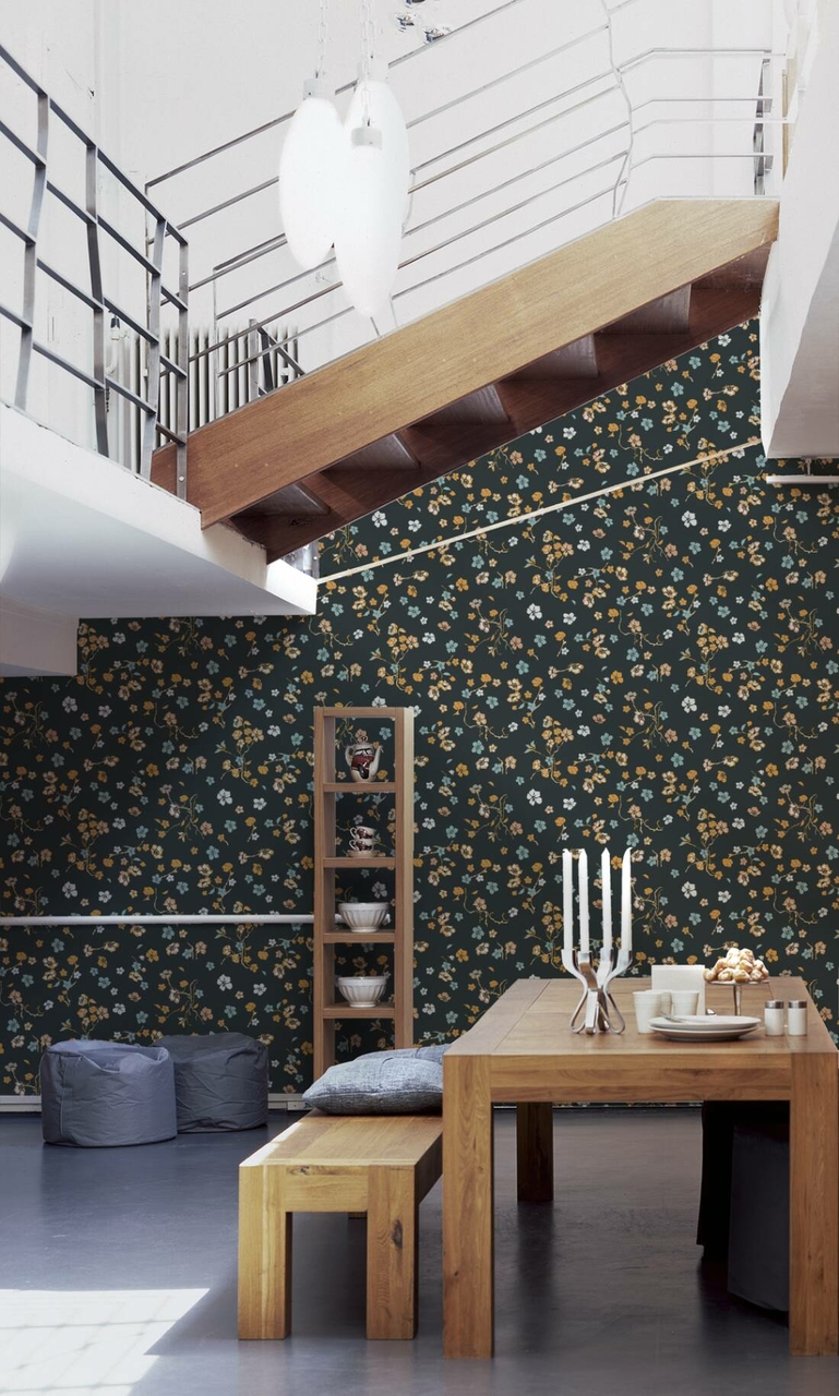 Vlies behang bloemen zwart 38907-1 A.s. Creation - Afbeelding 3