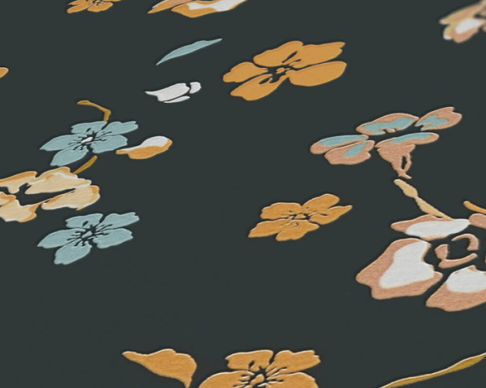 Vlies behang bloemen zwart 38907-1 A.s. Creation - Afbeelding 2